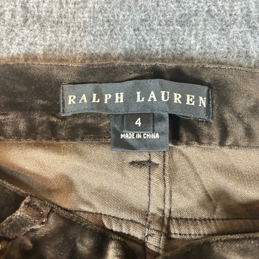 Ralph Lauren Black Label Womens Brown Velvet Straight Pants Size 4 Fits 31x33‎ - Picture 2 of 7